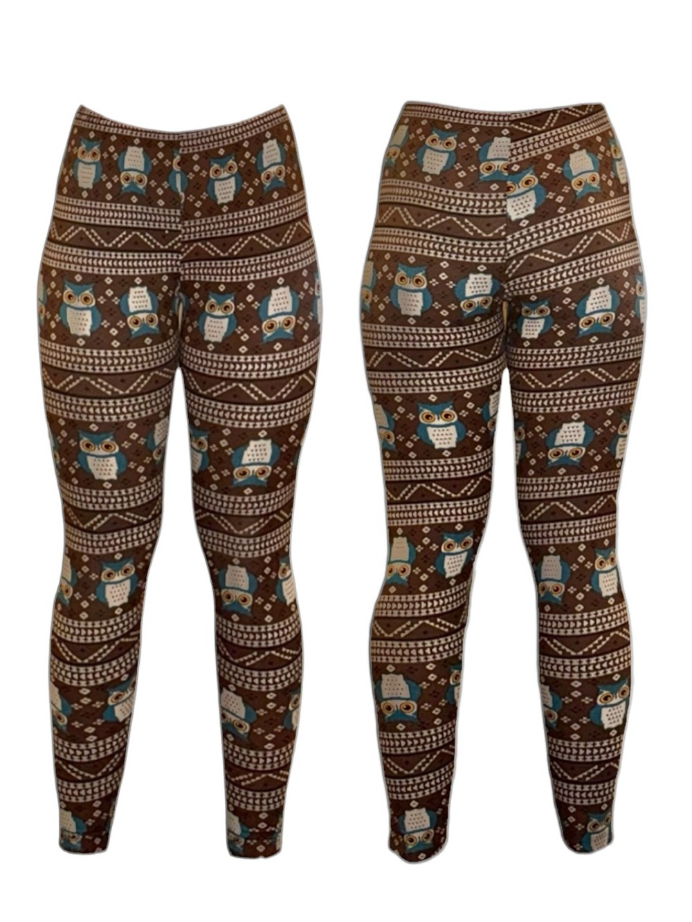 Brown Owl Print Leggings